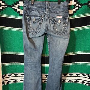 Vintage True Religion slim blue bootcut jeans with silver studs